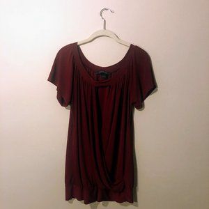 💍 Ashley Stewart Maroon V Cut Out Top Size 12